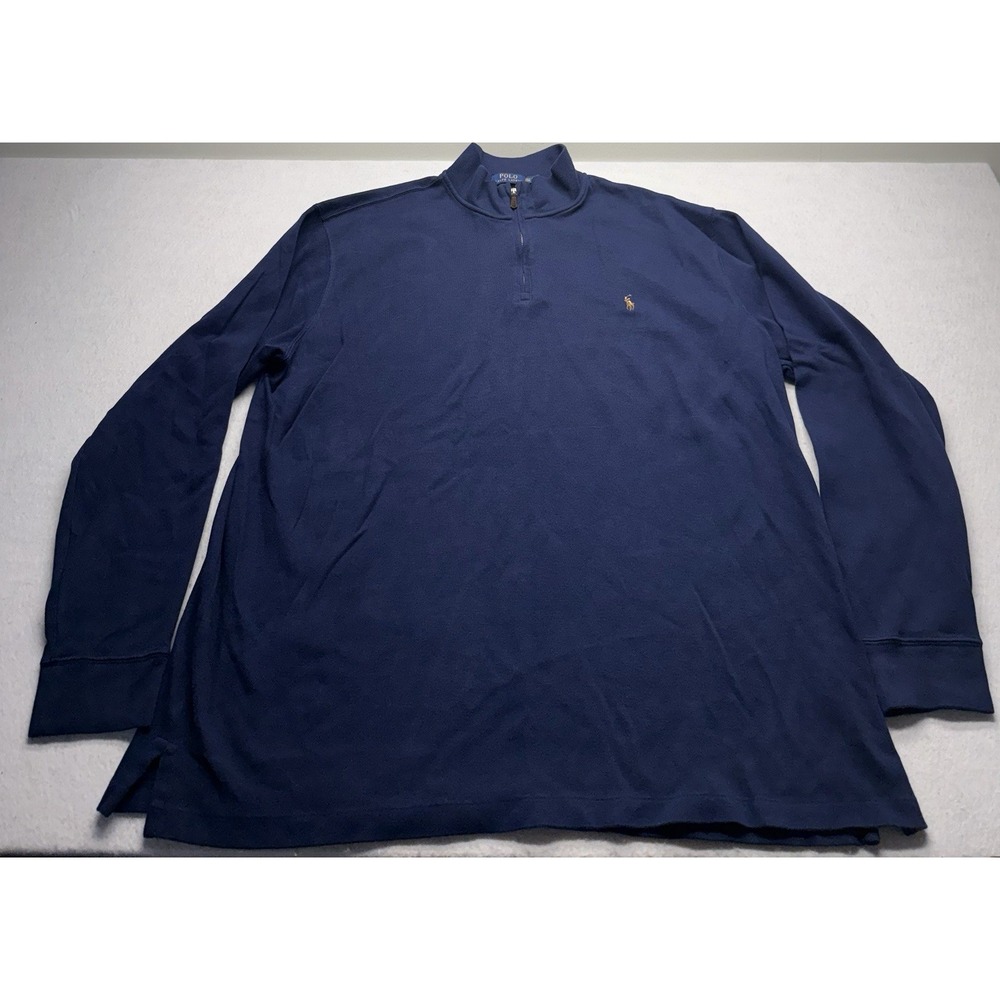 Polo Ralph Lauren Men's Estate Rib Quarter Zip Pullover Sweater Navy Blue 2XLT